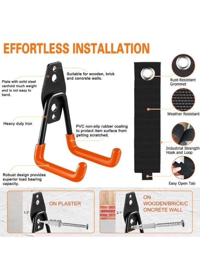 WALALLA 26-Pack Heavy Duty Garage Hooks with Anti-Slip Coating, Steel Wall Mount Storage Organizer for Power Tools, Ladders, Bikes, Hoses & Garden Equipment - Image 4